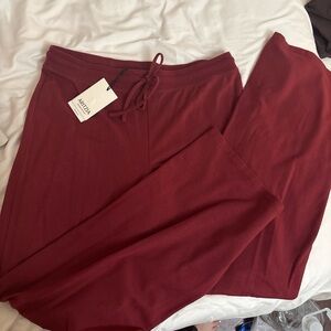 Aritzia Deep Burgundy Lounge Pants with Drawstring